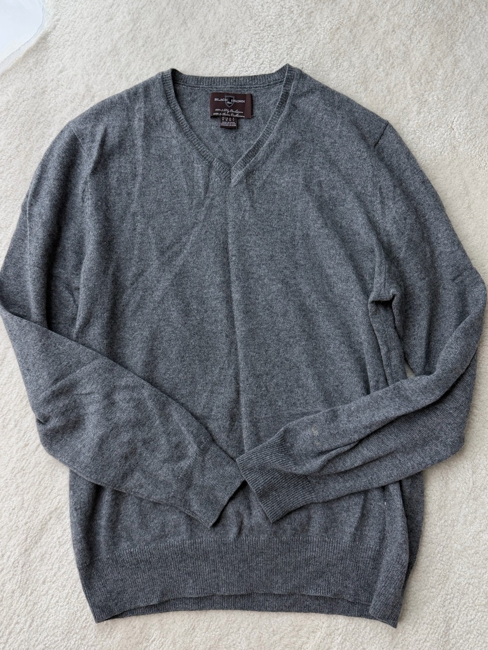 Black Brown 1826 V-neck Cashmere Sweater - Gray